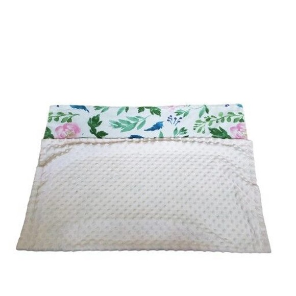 HOMRITAR Baby Blanket Floral Flowers Reversible Pink Minky Dots No Tag 30X38" - Picture 3 of 6